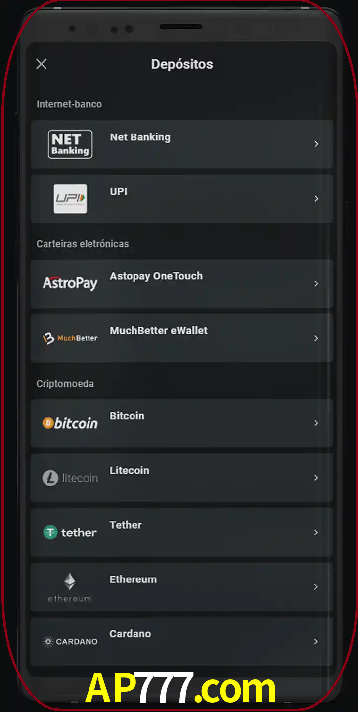 Você pode usar métodos alternativos de depósito.